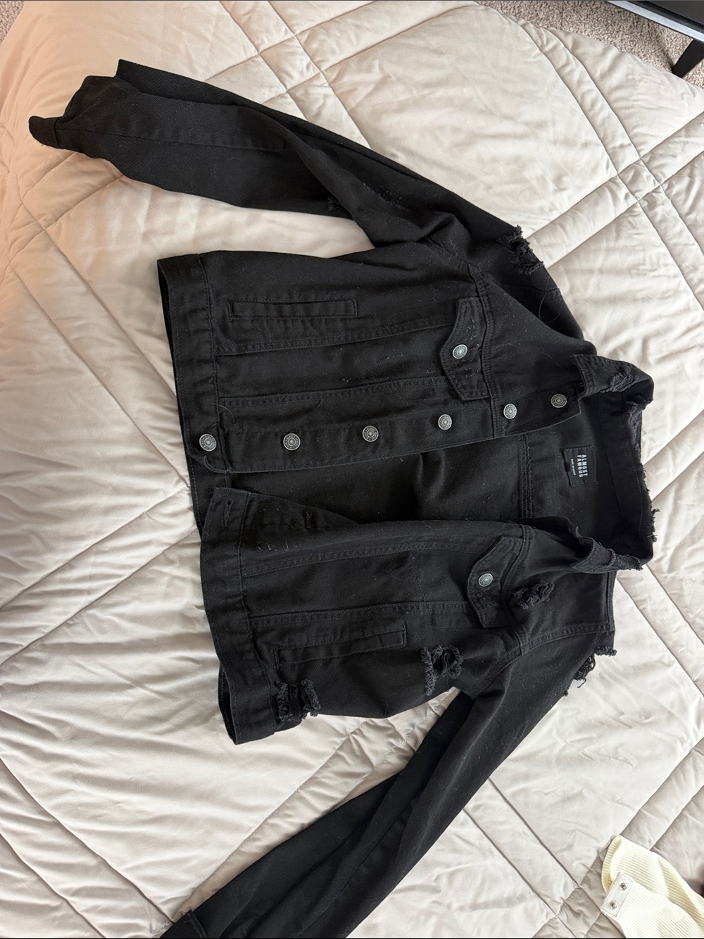 Almost Famous Black Distressed Kids' Denim Jacket